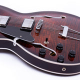 GROTE Jazz Left-Handed Electric Guitar Semi-Hollow Body Trapeze Tailpiece Bridge Guitar