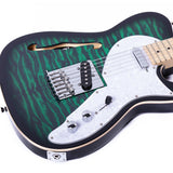 Grote Electric Guitar Semi-Hollow Body Single F-Hole  Tele Style Guitar Full-Size Basswood with Canadia Maple neck Chrome Hardware (Black/Red/Green/Purplle/Blue)