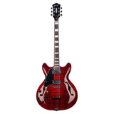 GROTE Jazz Left-Handed Electric Guitar Semi-Hollow Body Trapeze Tailpiece Bridge Guitar