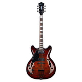 GROTE Jazz Left-Handed Electric Guitar Semi-Hollow Body Trapeze Tailpiece Bridge Guitar
