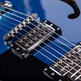 Grote Full Scale Electric Guitar Semi-Hollow Body Guitar with Metal Finished and Stainless Steel Frets (Blue)