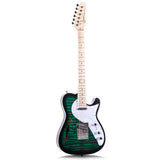 Grote Electric Guitar Semi-Hollow Body Single F-Hole  Tele Style Guitar Full-Size Basswood with Canadia Maple neck Chrome Hardware (Black/Red/Green/Purplle/Blue)