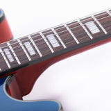 Grote Full Scale Electric Guitar Semi-Hollow Body Guitar with Metal Finished and Stainless Steel Frets with gigbag(Blue)