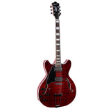GROTE Jazz Left-Handed Electric Guitar Semi-Hollow Body Trapeze Tailpiece Bridge Guitar