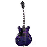 GROTE Jazz Left-Handed Electric Guitar Semi-Hollow Body Trapeze Tailpiece Bridge Guitar