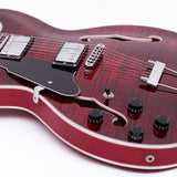 GROTE Jazz Left-Handed Electric Guitar Semi-Hollow Body Trapeze Tailpiece Bridge Guitar Gig Bag