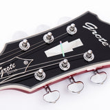 GROTE Jazz Left-Handed Electric Guitar Semi-Hollow Body Trapeze Tailpiece Bridge Guitar Gig Bag