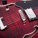 GROTE Jazz Left-Handed Electric Guitar Semi-Hollow Body Trapeze Tailpiece Bridge Guitar Gig Bag