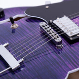 GROTE Jazz Left-Handed Electric Guitar Semi-Hollow Body Trapeze Tailpiece Bridge Guitar Gig Bag
