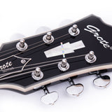 GROTE Jazz Left-Handed Electric Guitar Semi-Hollow Body Trapeze Tailpiece Bridge Guitar Gig Bag