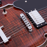 GROTE Jazz Left-Handed Electric Guitar Semi-Hollow Body Trapeze Tailpiece Bridge Guitar Gig Bag