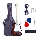 Grote Electric Guitar ST Style Full-Size Printed Pawlonia Solid Body Canadian Maple Neck Chrome Hardware with Gigbag (Red/Brown/Blue/Purple)