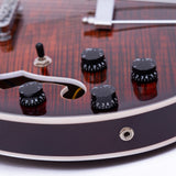 GROTE Jazz Left-Handed Electric Guitar Semi-Hollow Body Trapeze Tailpiece Bridge Guitar Gig Bag