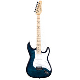 Grote Electric Guitar ST Style Full-Size Printed Pawlonia Solid Body Canadian Maple Neck Chrome Hardware with Gigbag (Red/Brown/Blue/Purple)