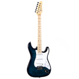 Grote Electric Guitar ST Style Full-Size Printed Pawlonia Solid Body Canadian Maple Neck Chrome Hardware with Gigbag (Red/Brown/Blue/Purple)