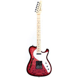 Grote Electric Guitar Semi-Hollow Body Single F-Hole  Tele Style Guitar Full-Size Basswood with Canadia Maple neck Chrome Hardware (Black/Red/Green/Purplle/Blue)