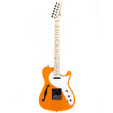 Grote Electric Guitar Semi-Hollow Body Single F-Hole   Gloss Pain Tele Style Guitar Full-Size Basswood with Canadia Maple neck Chrome Hardware