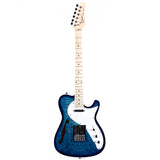 Grote Electric Guitar Semi-Hollow Body Single F-Hole  Tele Style Guitar Full-Size Basswood with Canadia Maple neck Chrome Hardware (Black/Red/Green/Purplle/Blue)