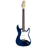 Grote Electric Guitar ST Style Full-Size Gloss Pawlonia Solid Body Canadian Maple Neck Chrome Hardware with Gigbag (Red/Blue/Black/VS/3TS)