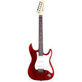 Grote Electric Guitar ST Style Full-Size Gloss Pawlonia Solid Body Canadian Maple Neck Chrome Hardware with Gigbag (Red/Blue/Black/VS/3TS)