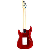 Grote Electric Guitar ST Style Full-Size Gloss Pawlonia Solid Body Canadian Maple Neck Chrome Hardware with Gigbag (Red/Blue/Black/VS/3TS)