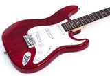 Grote Electric Guitar ST Style Full-Size Gloss Pawlonia Solid Body Canadian Maple Neck Chrome Hardware with Gigbag (Red/Blue/Black/VS/3TS)