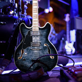 GROTE Jazz Left-Handed Electric Guitar Semi-Hollow Body Trapeze Tailpiece Bridge Guitar Gig Bag